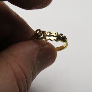 14k Gold Name Ring GREASE Handmade